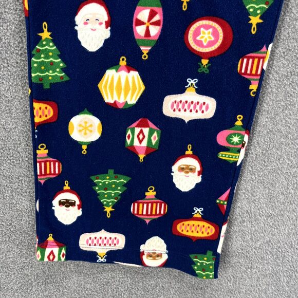 North Pole Trading Co. Pajama Pants Women Small Blue Christmas Tree Sant Flannel - Picture 5 of 15